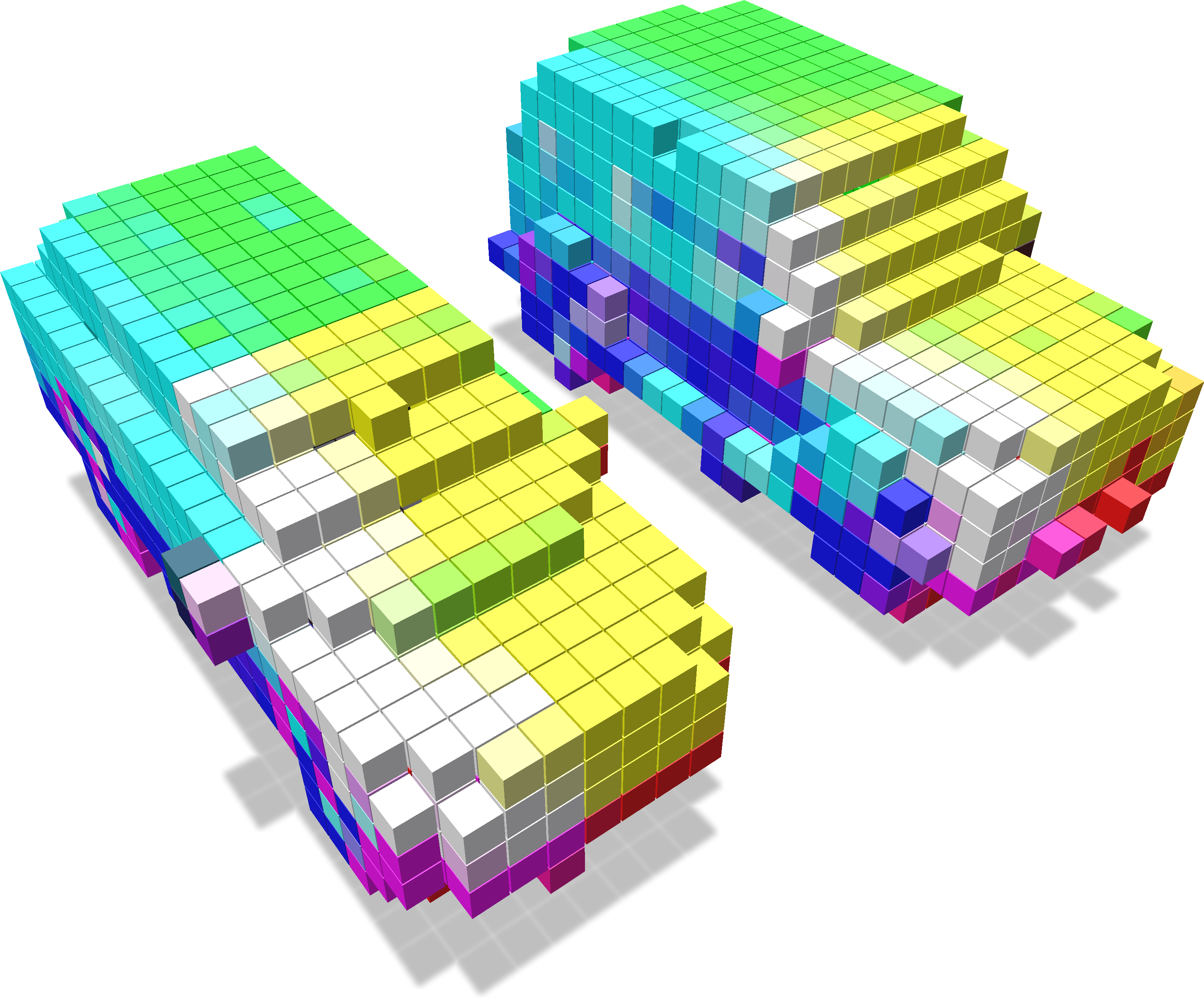 Colors splat at the input points to grid, yielding per-voxel colors.